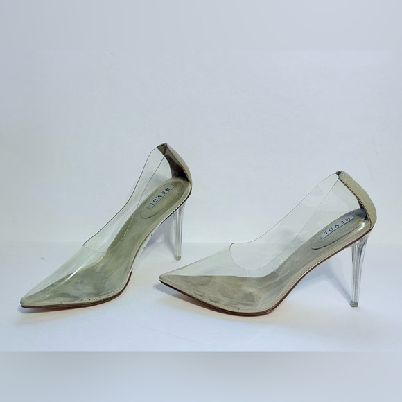 REVOL Glass Doll Clear Stiletto High Heels with Pointed Toe Size 10 - Picture 1 of 11